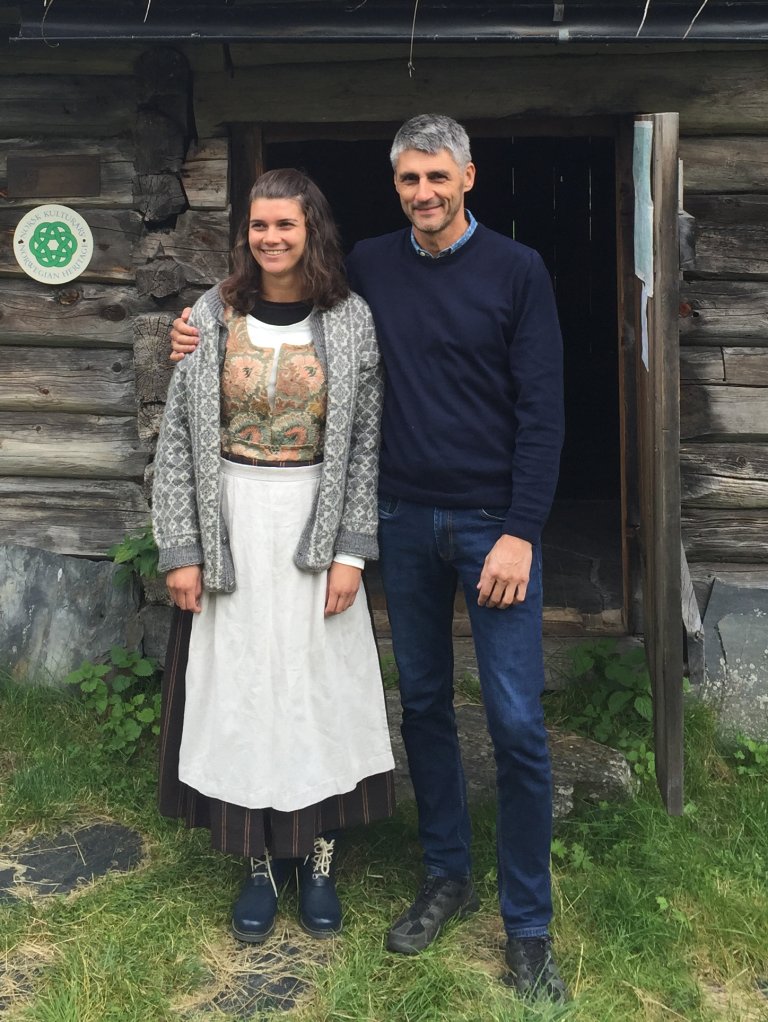 Owner of the farm, Per Oluf Solbraa, and his daughter, Anne Solbraa